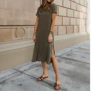 Jenni Kayne Cypress Caftan Dress Sage Green Size Large 100% Airy Cotton